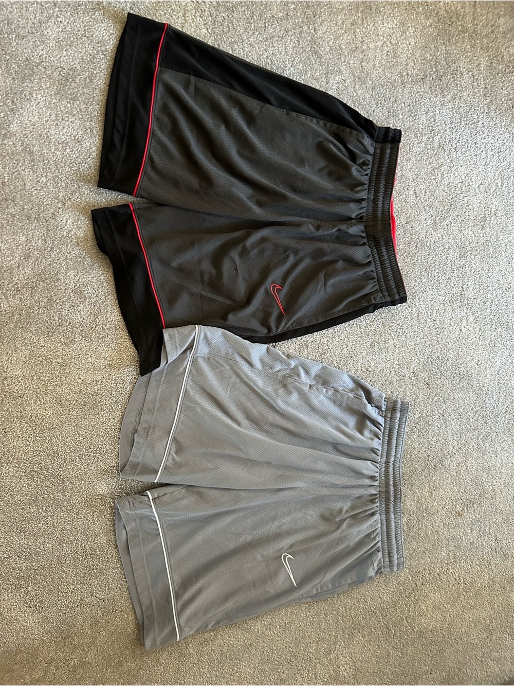 Nike Men’s Athletic Shorts Duo – Black/Gray with Red Accents